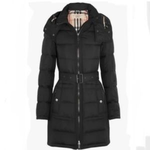BURBERRY BRIT Women's Down Puffer Mareton
Coat Quilted Belted black Jacket Small